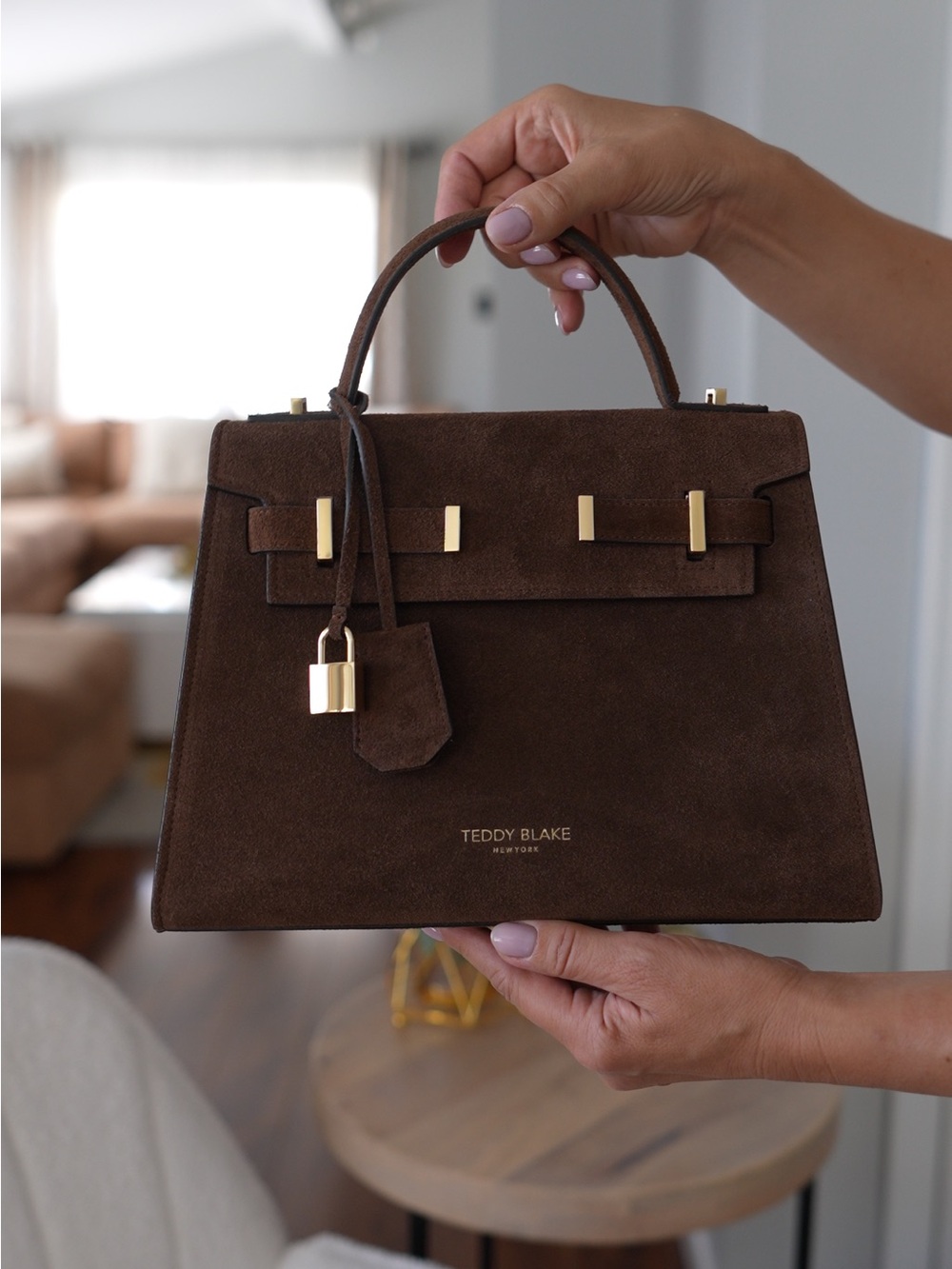Teddy Blake Ava Suede 11’Brown Top-Handle Bag - Picture 6 of 7